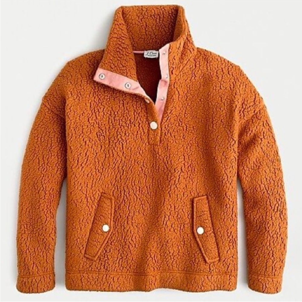 J. Crew adobe tan Vintage Fleece Polartec quarter snap sherpa pullover